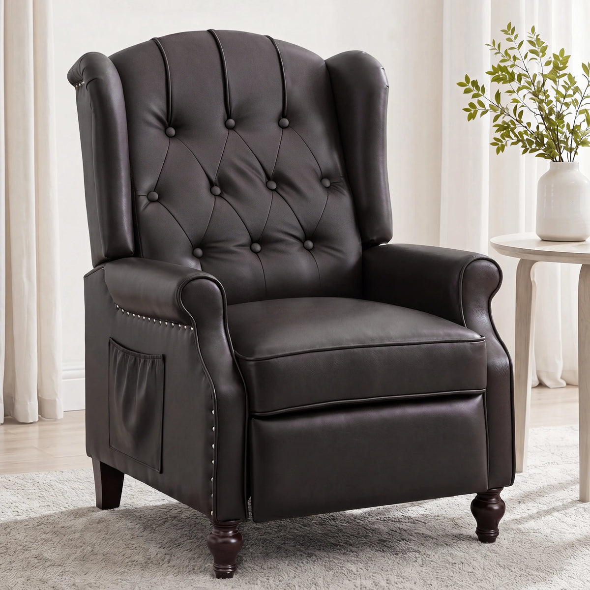 TCGBKAF Mid Century Wingback Massage Heated Recliner