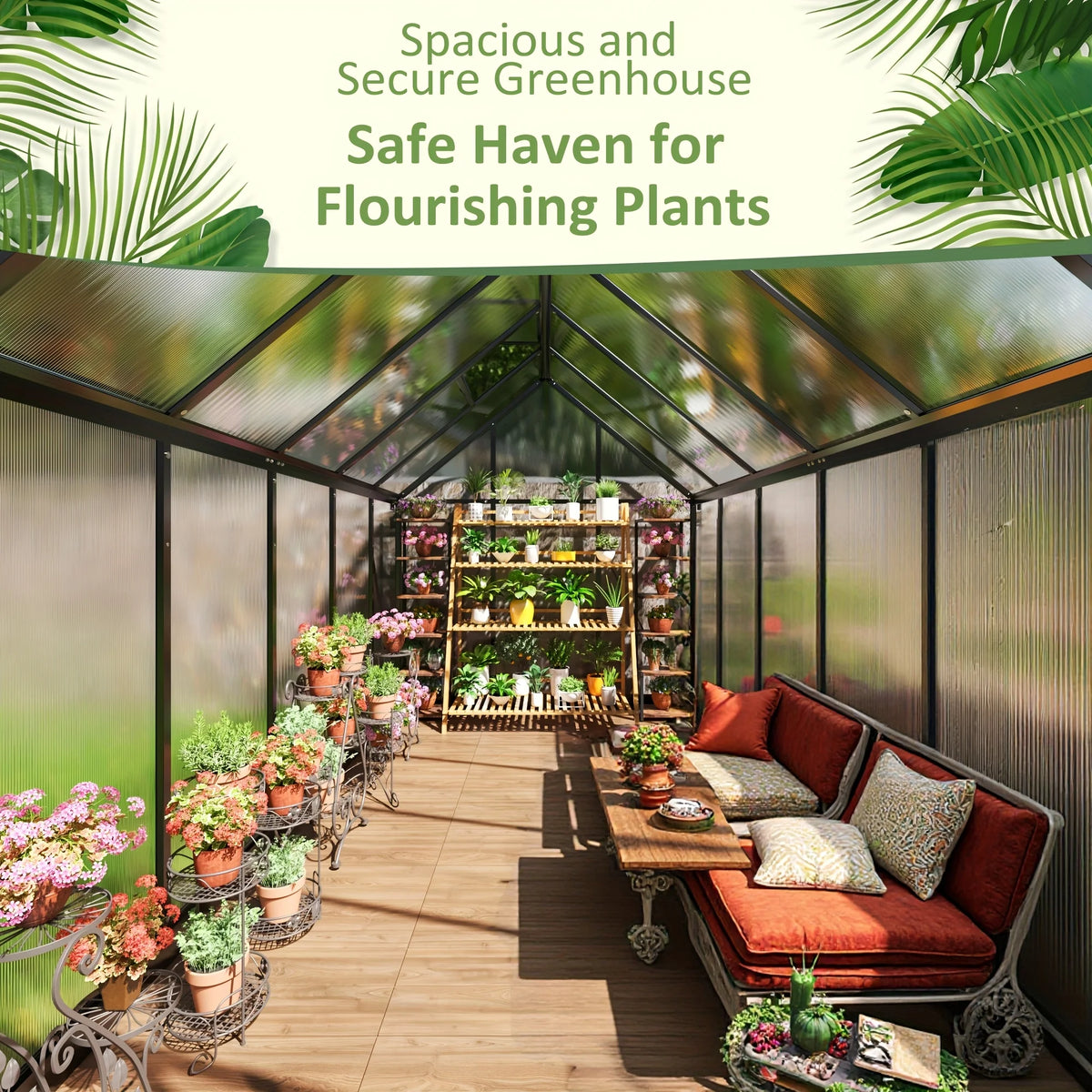 VIWAT Polycarbonate Walk In Greenhouse With Aluminum Frame