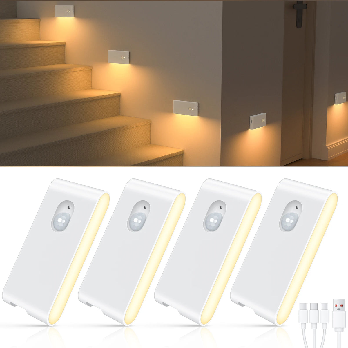 Willed Motion Sensor Stair Lights Wireless Rechargeable Indoor Night Light
