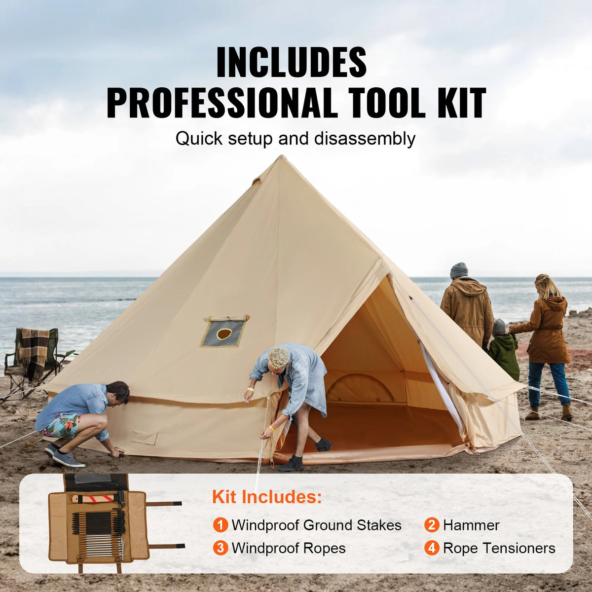 SucceBuy Canvas Bell Tent With Stove Jack For Camping