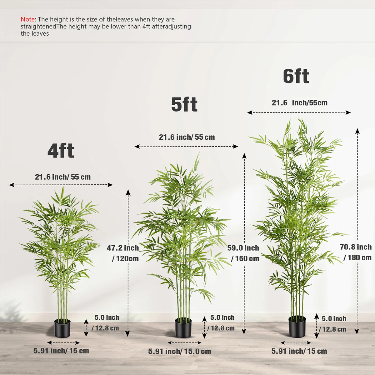 Olitree Artificial Bamboo Tree With Realistic Leaves Indoor Outdoor Decor
