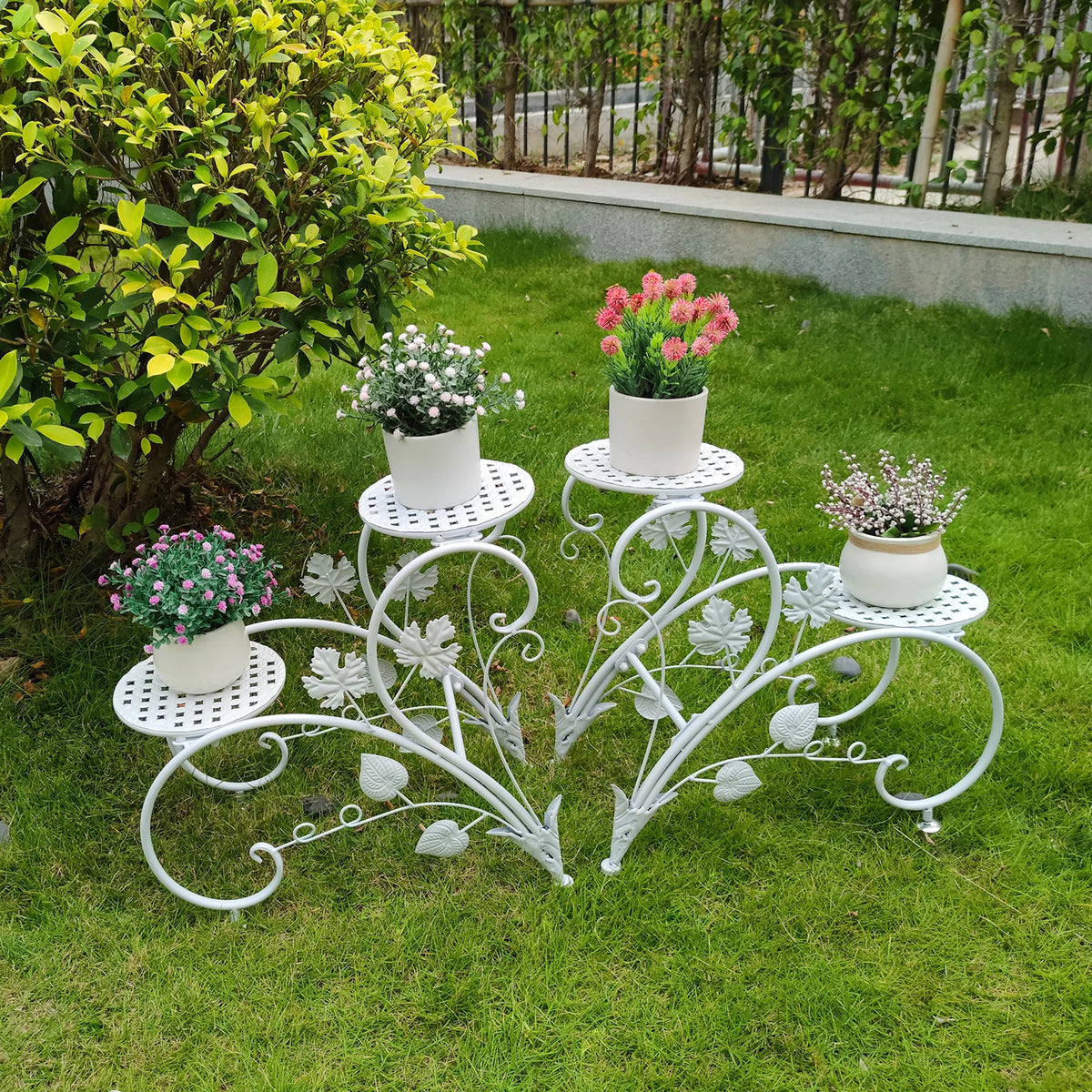 Wisfor Metal Plant Stand Display Shelf For Indoor Outdoor Decor