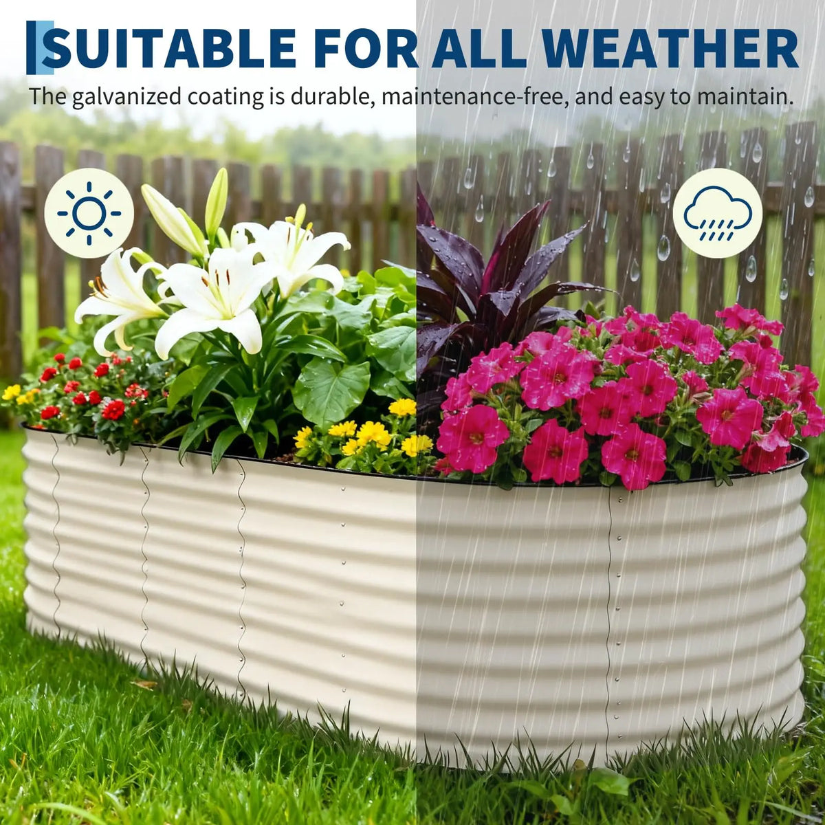 HiMISS Galvanized Raised Garden Beds Metal Planter Boxes