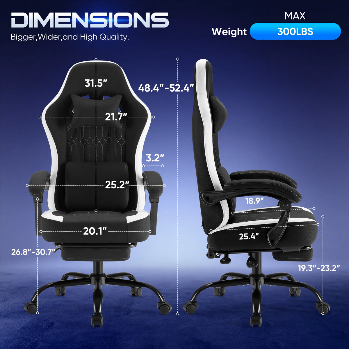 JHK Ergonomic Gaming Chair With Headrest And Lumbar Support