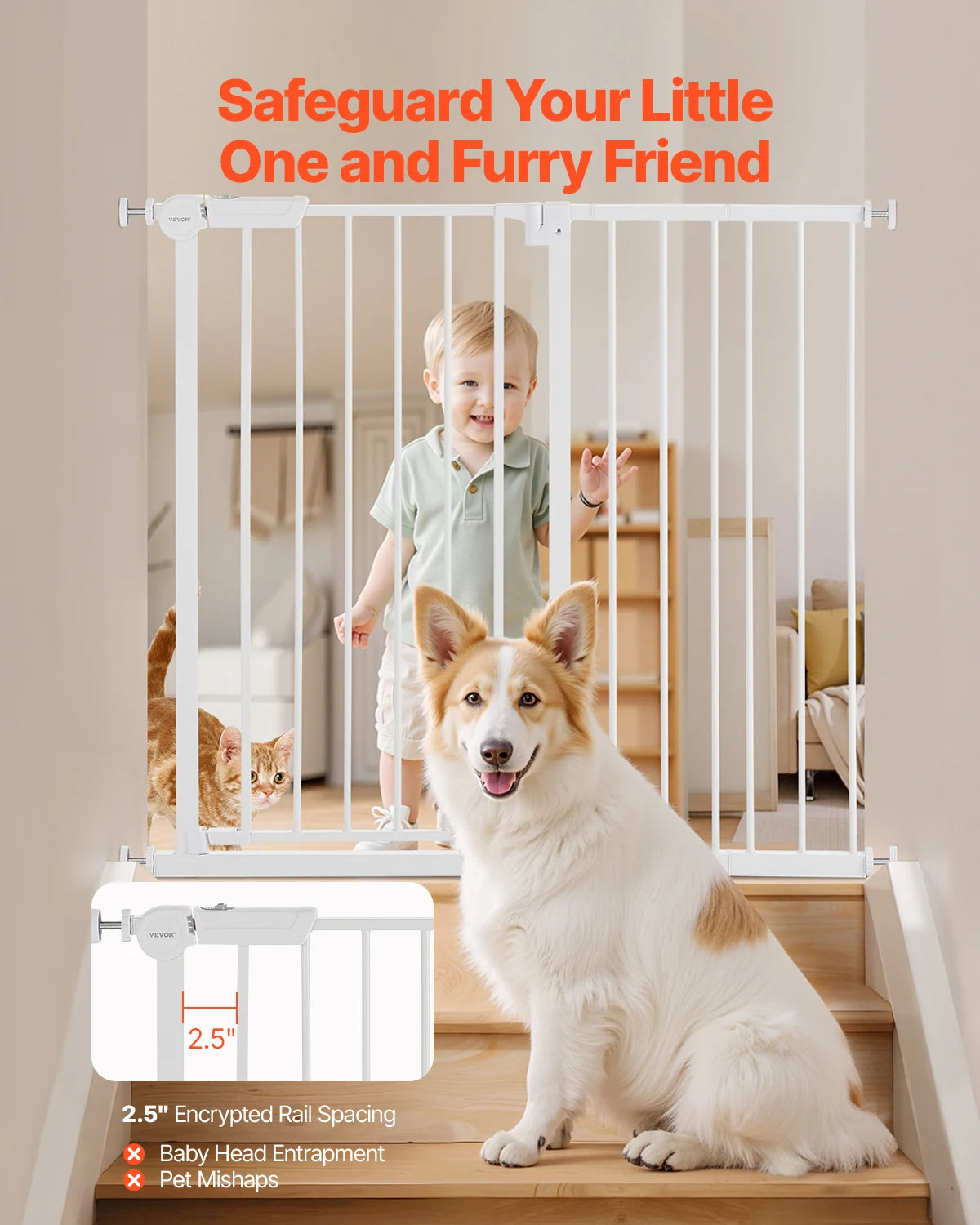 SucceBuy Pressure Mount Baby Gate For Dogs And Children