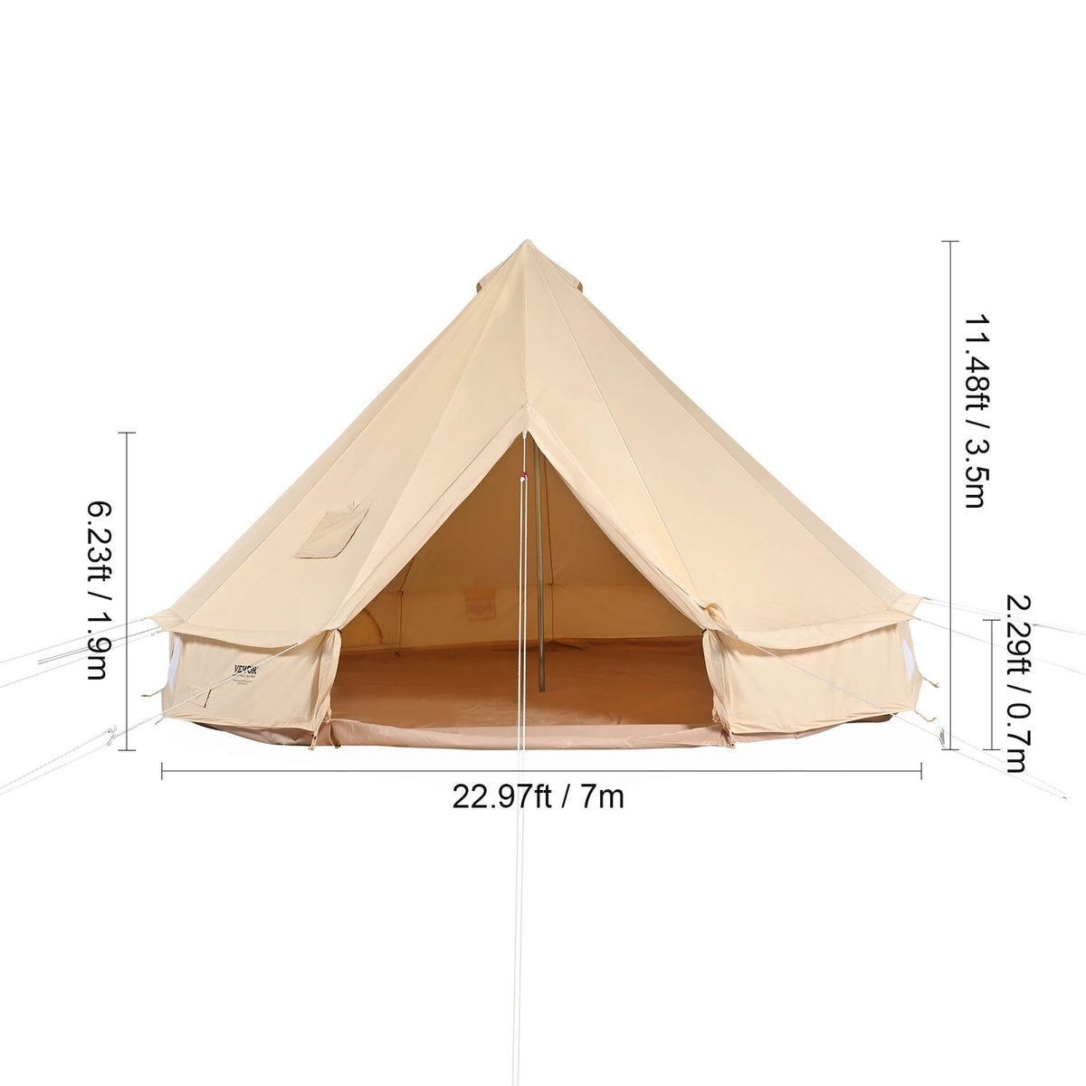 SucceBuy Canvas Bell Tent With Stove Jack For Camping