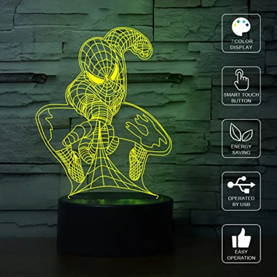 3D Illusion LED Night Light, Visual Creative 7 Colors Gradual Changing Touch Switch USB Table Lamp for Holiday Gifts or Home De