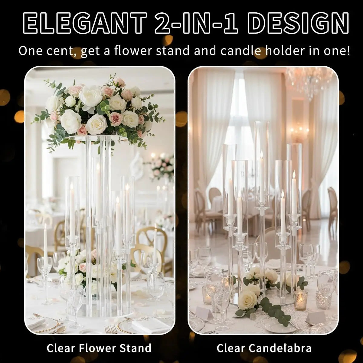 Clear Acrylic Five Arm Candelabra Wedding Centerpiece Table Stand