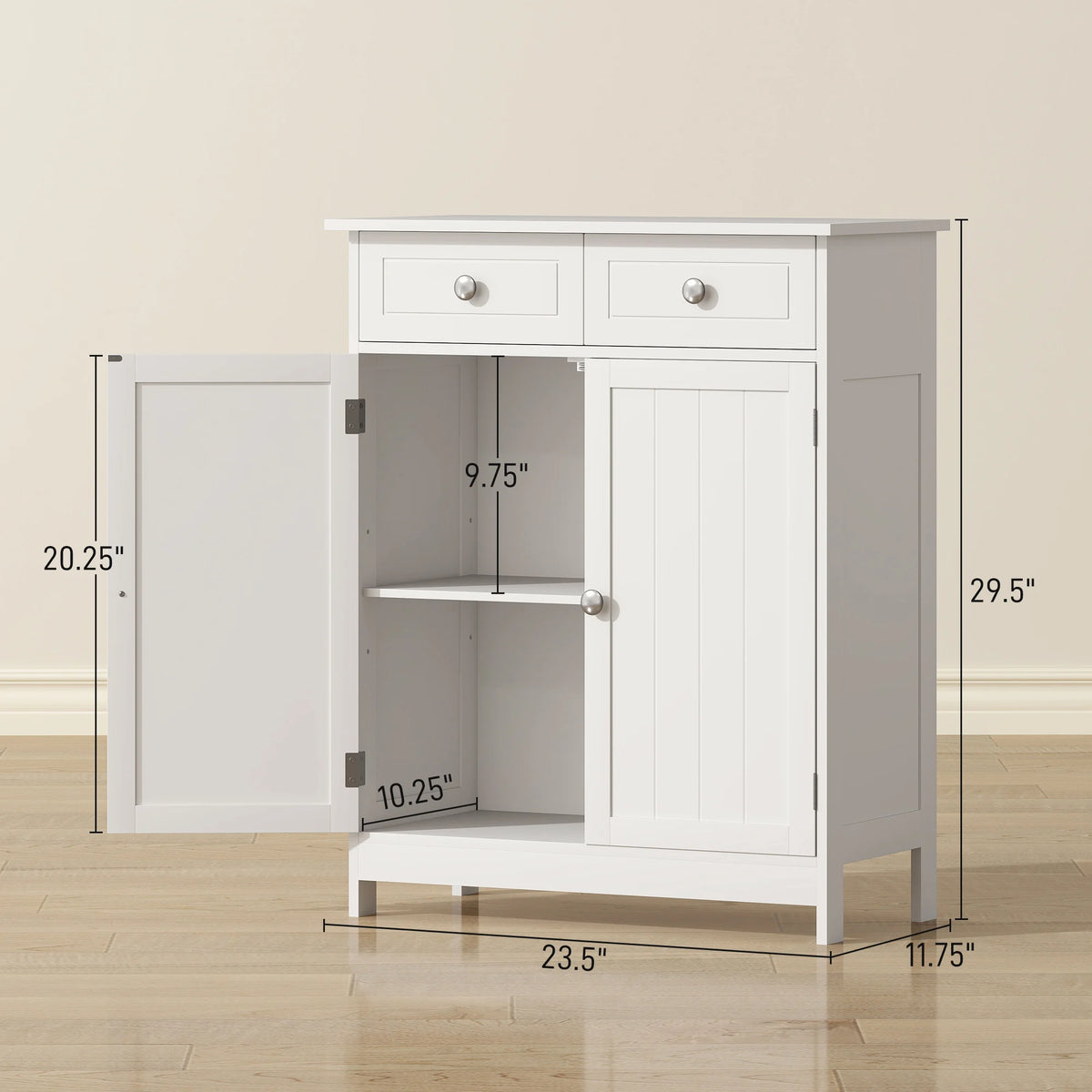 Kleankin Freestanding Bathroom Floor Cabinet With Doors Drawers And Shelf