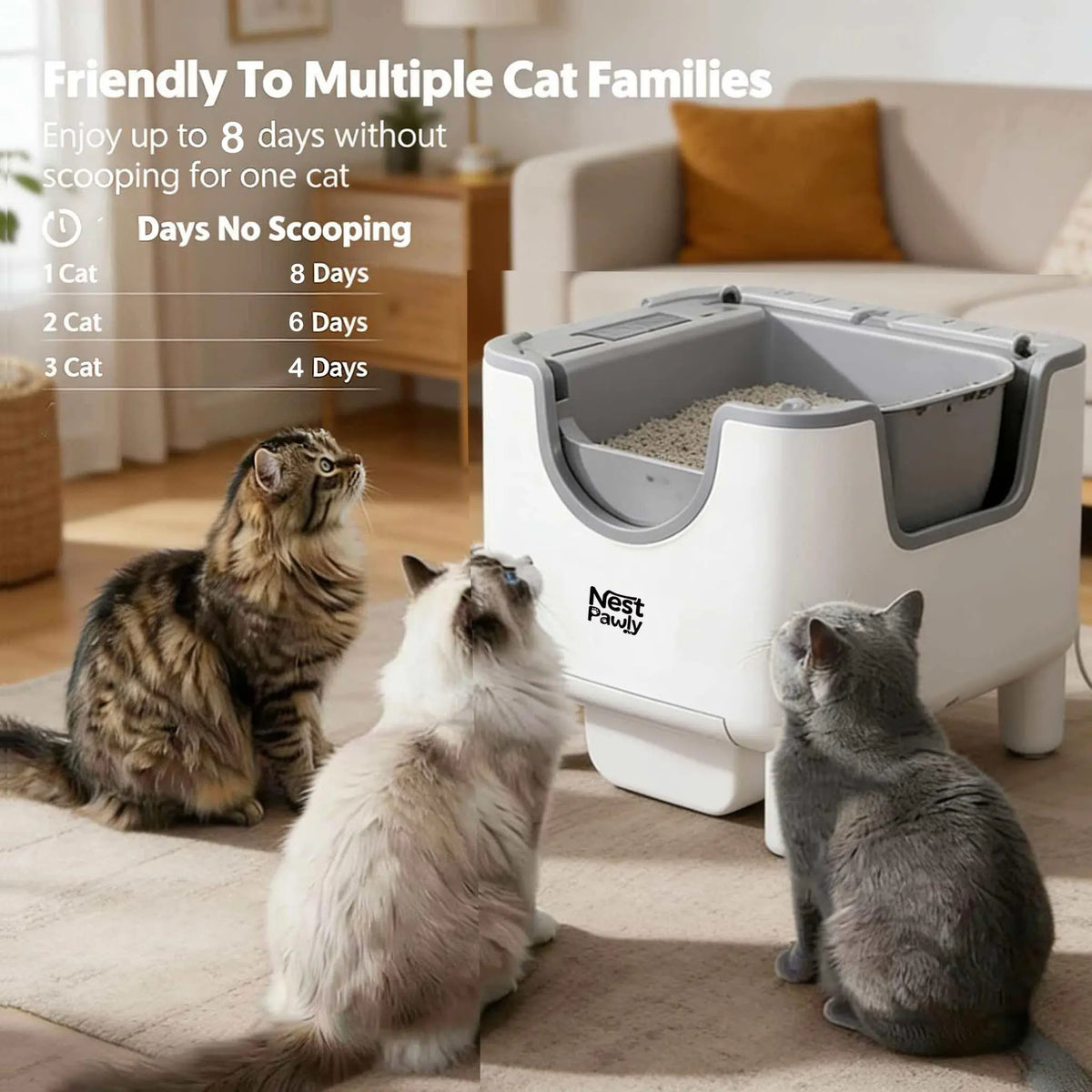 NestPawly Automatic Self Cleaning Cat Litter Box With Odor Control