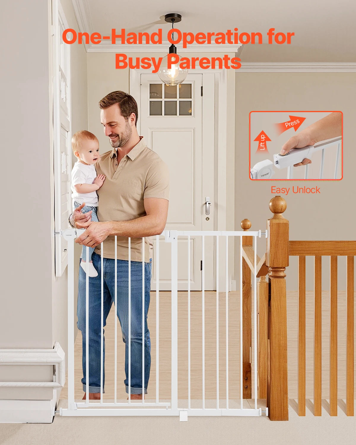 SucceBuy Pressure Mount Baby Gate For Dogs And Children