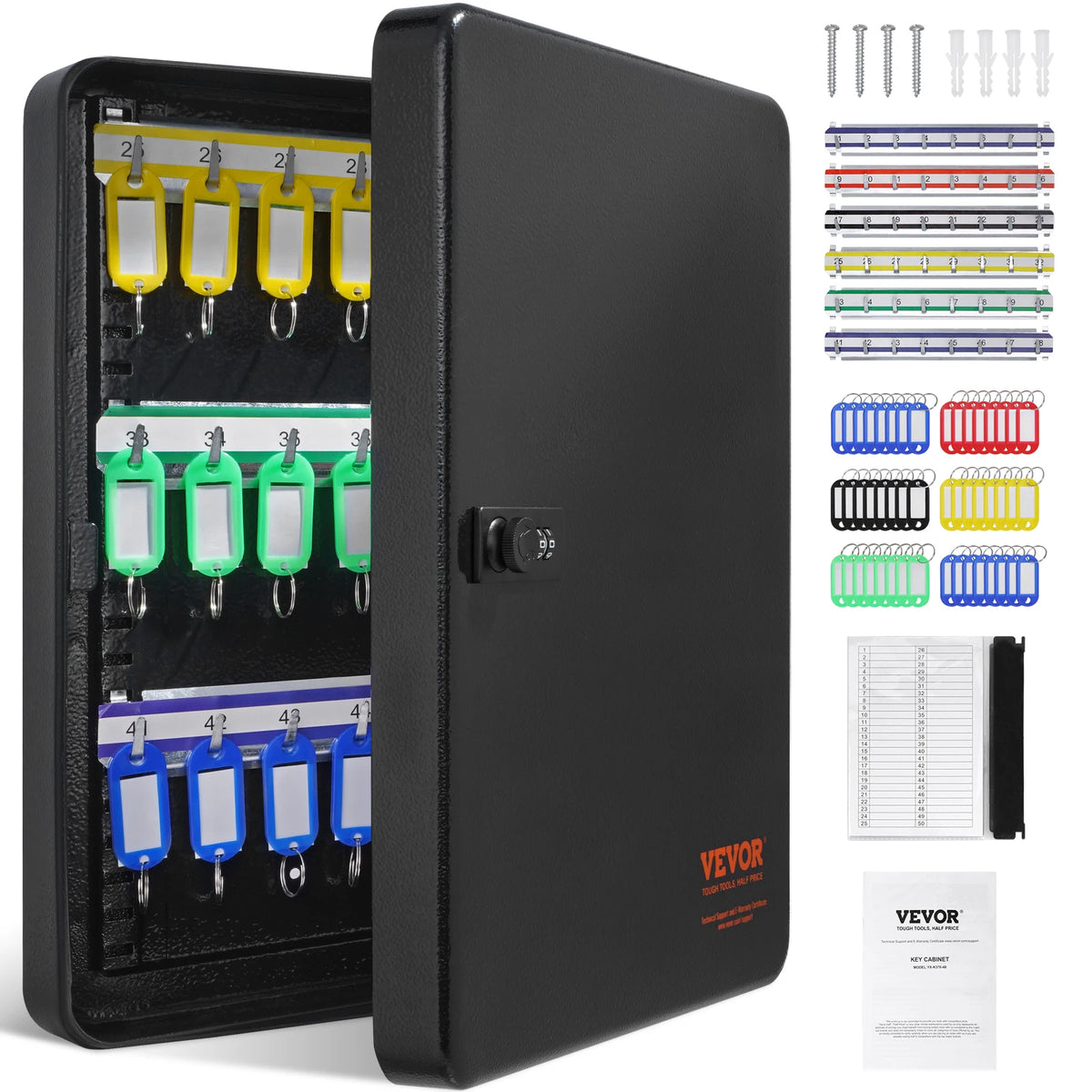 SucceBuy Key Cabinet Lock Box With Adjustable Racks Secure Storage