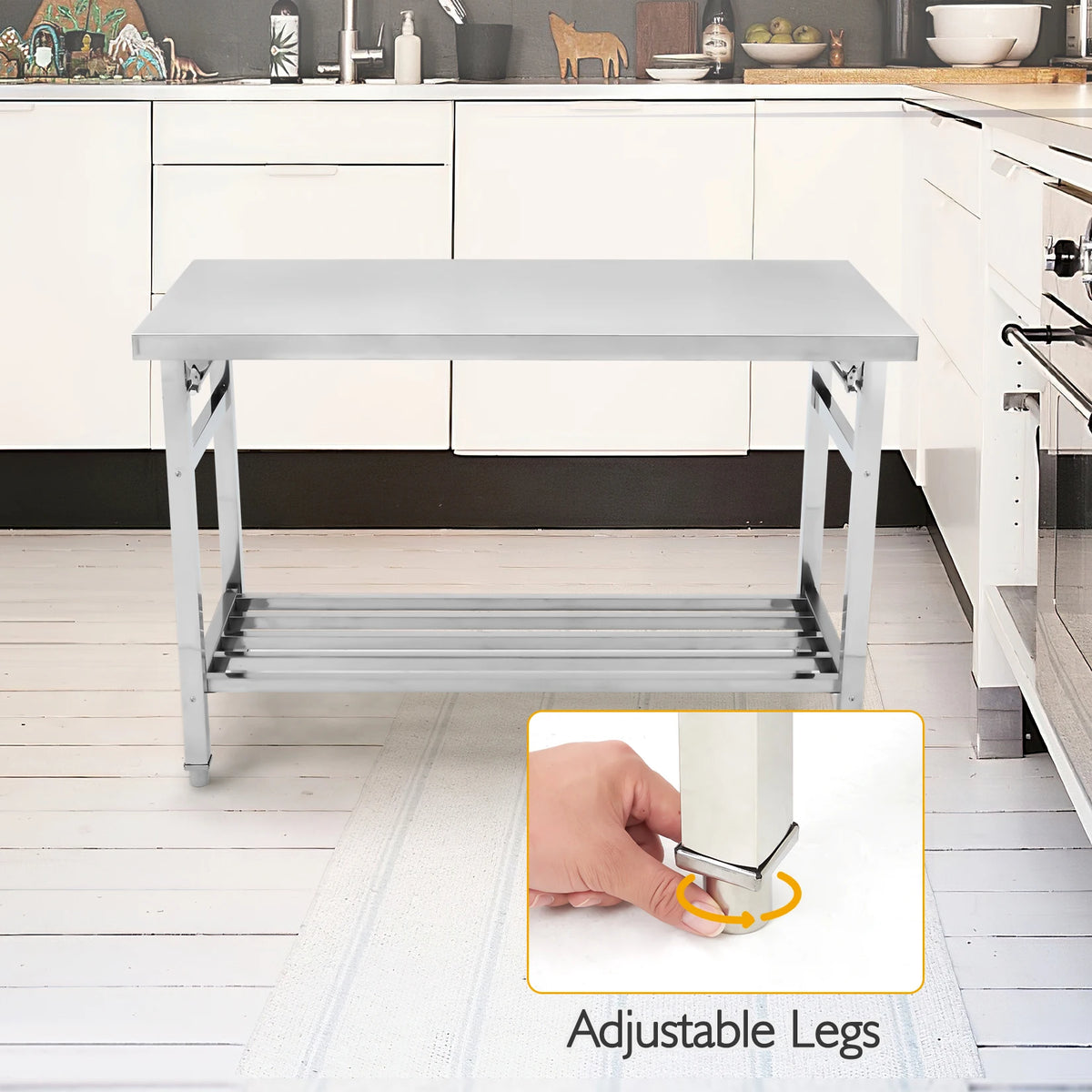 HiMISS Stainless Steel Folding Prep Table For Outdoor Cooking