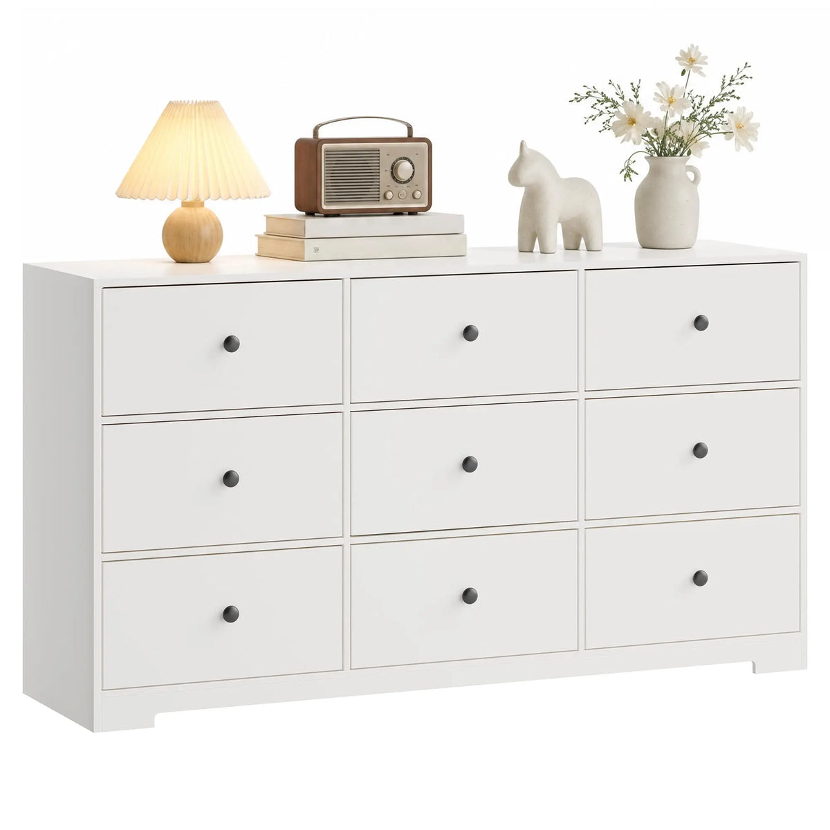 HiMiss Modern 9 Drawer Wood Storage Chest With Gold Handles