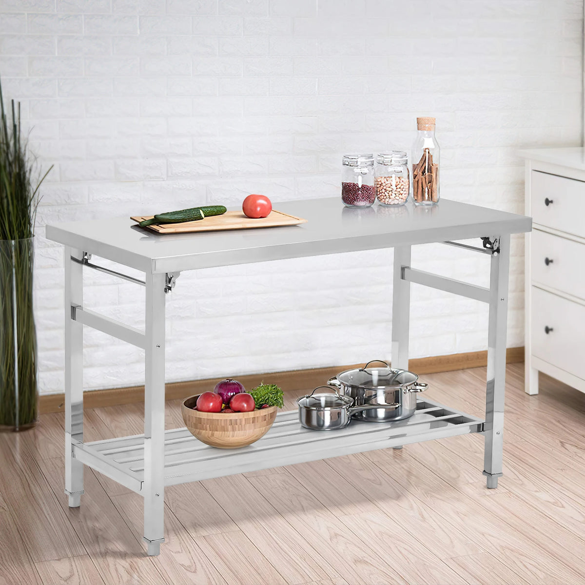 HiMISS Stainless Steel Folding Prep Table For Outdoor Cooking