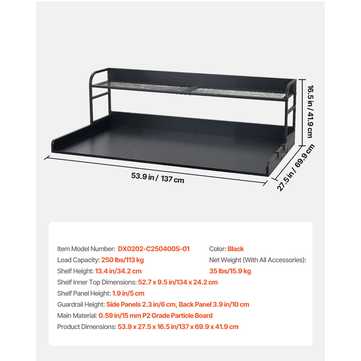 SucceBuy Wall Mounted Washer Dryer Countertop With Storage Shelf