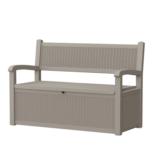 Weatherproof Outdoor Storage Bench With Rattan Look For Patios