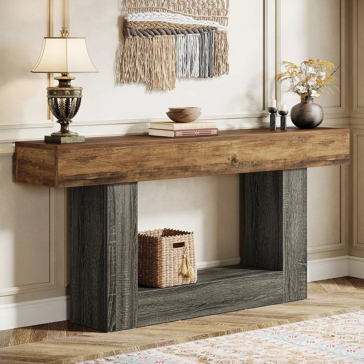 Tribesigns Farmhouse Wooden Console Table For Living Room Entryway