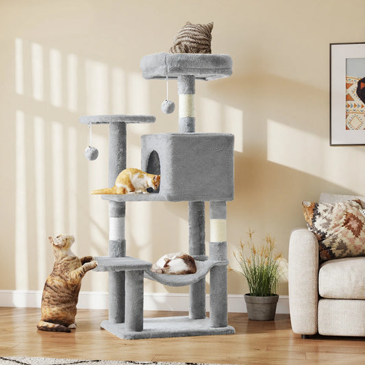 JHK Sturdy Sisal Cat Tree Climbing Tower For Indoor Pets
