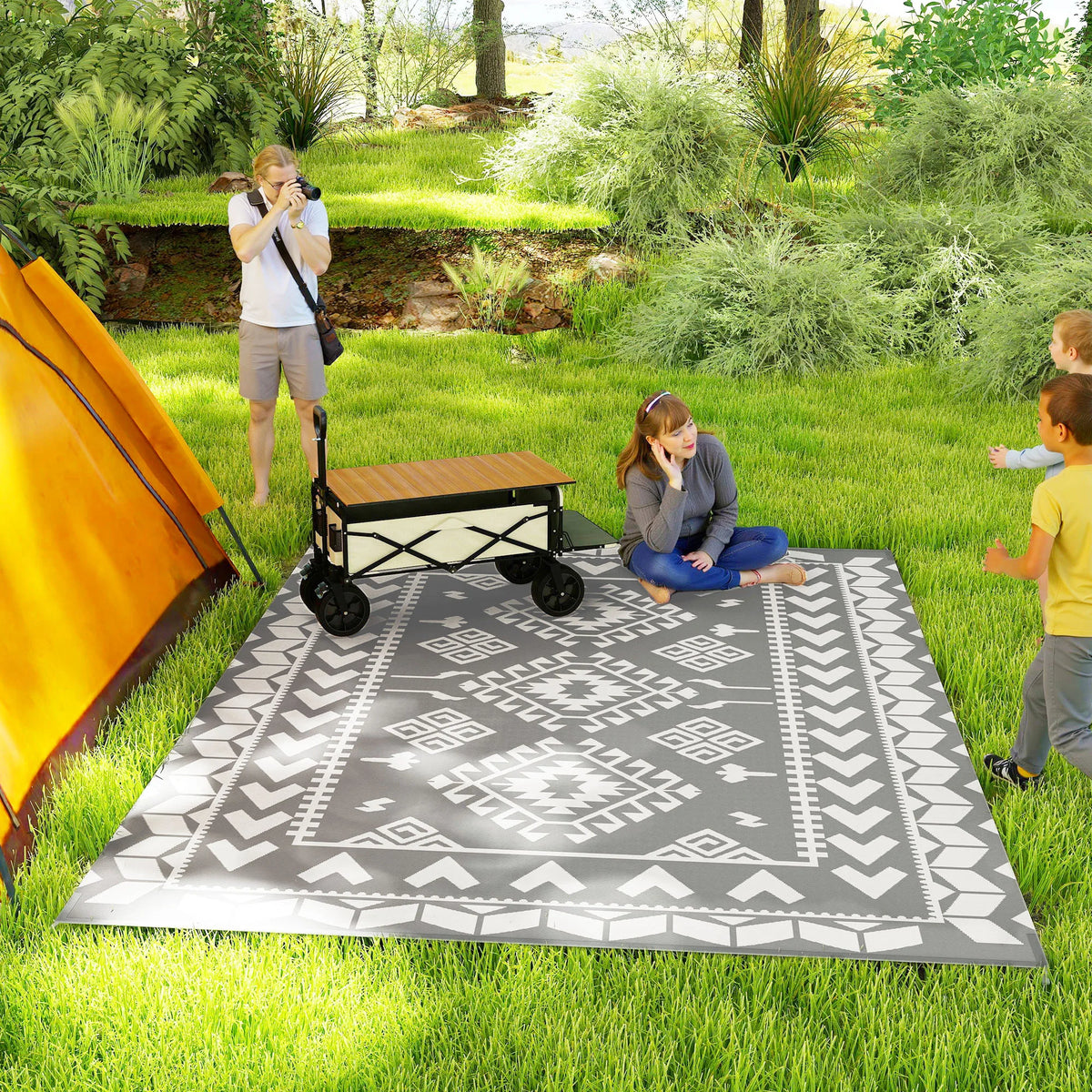 Modern Geometric Polypropylene Outdoor Rug Non Slip Garden Patio Decor