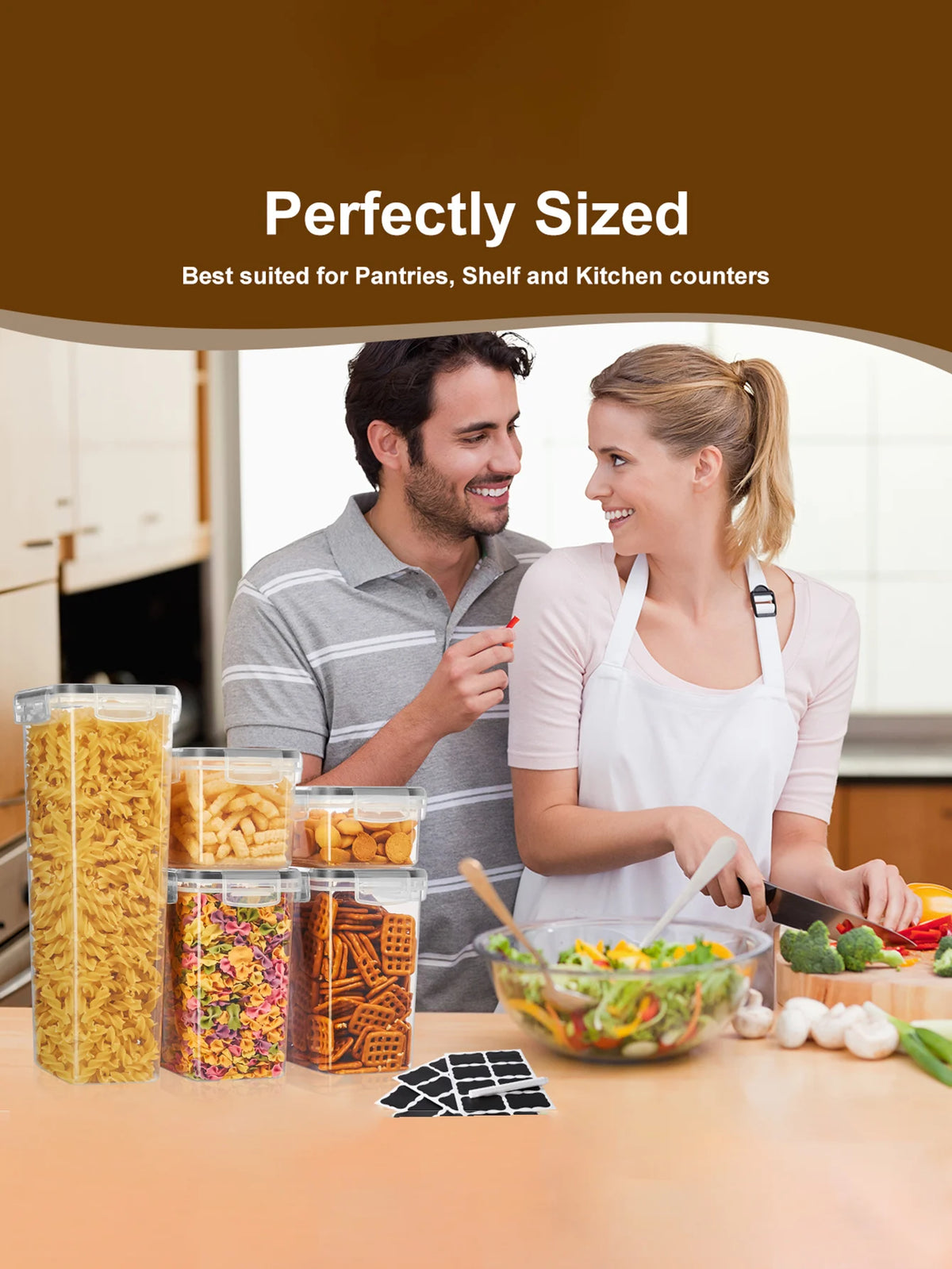 Sealed Plastic Food Storage Containers With Lids For Kitchen Pantry