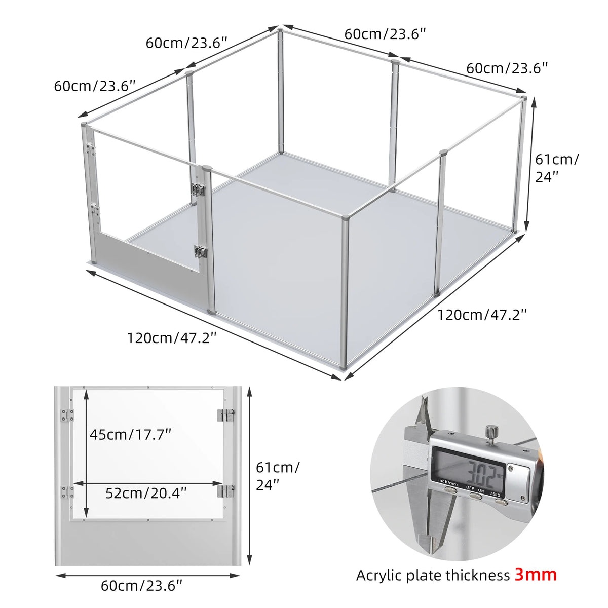 8 Panels Acrylic Dog Playpen Fence with Waterproof Fertility Pad for Cats Puppies Whelping Pen Box Dog Cage Pet Supplies