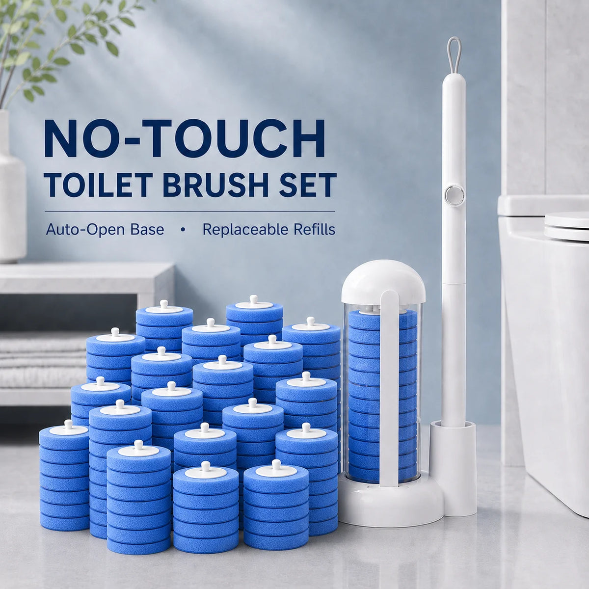 Joybos Touch Free Toilet Cleaning Wand With Replaceable Pads