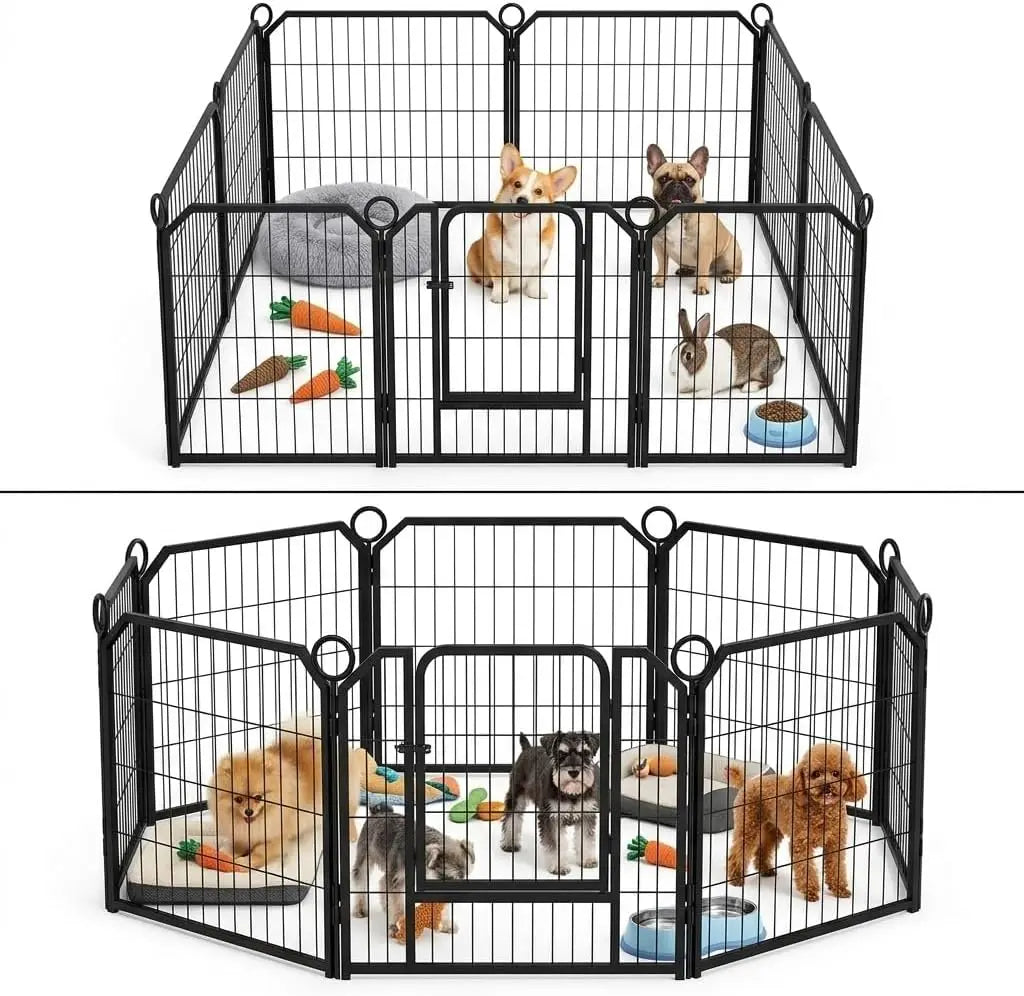 Garvee Metal Puppy Playpen With Secure Door For Indoor And Outdoor Use