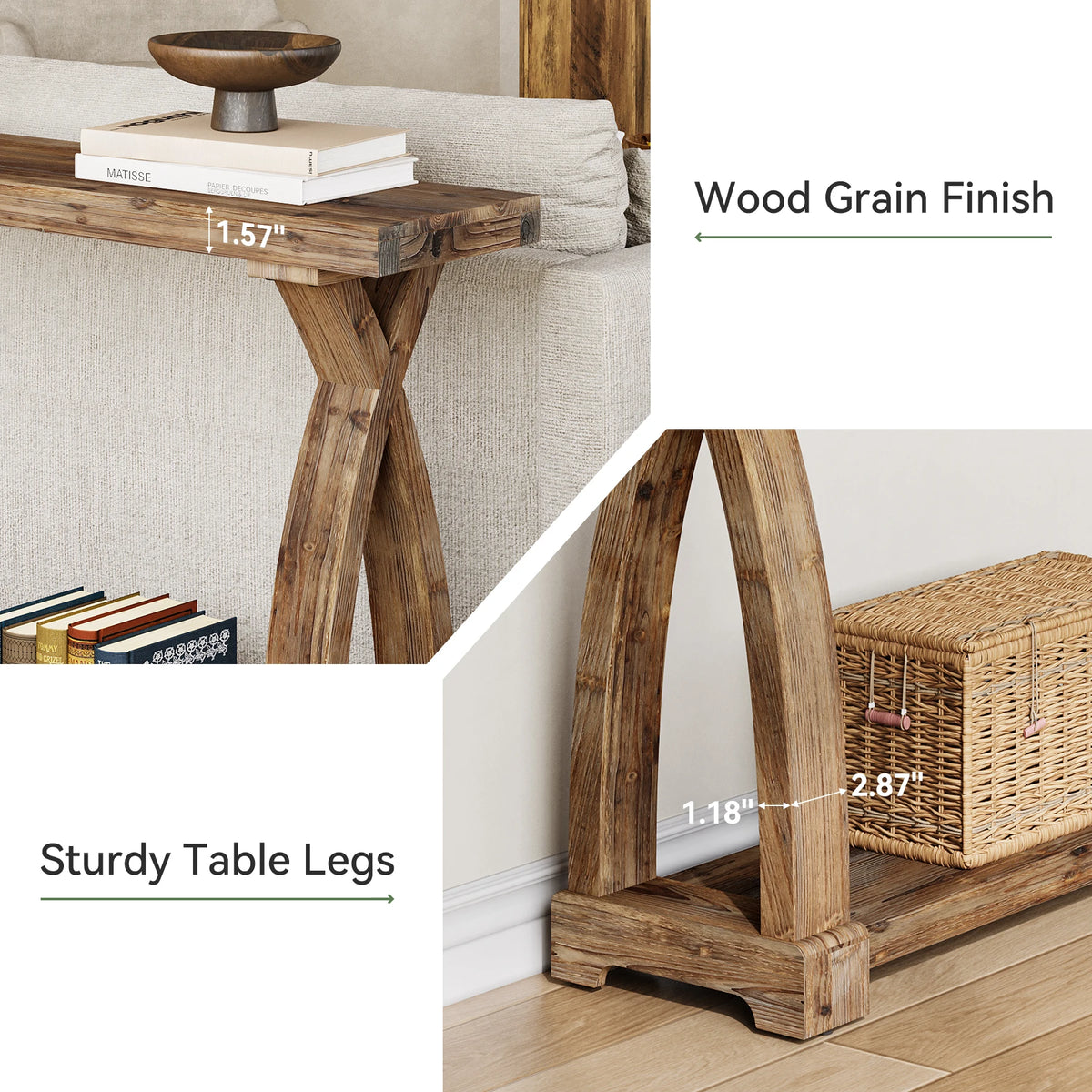 Tribesigns Solid Wood Console Table With Storage Shelves For Entryway