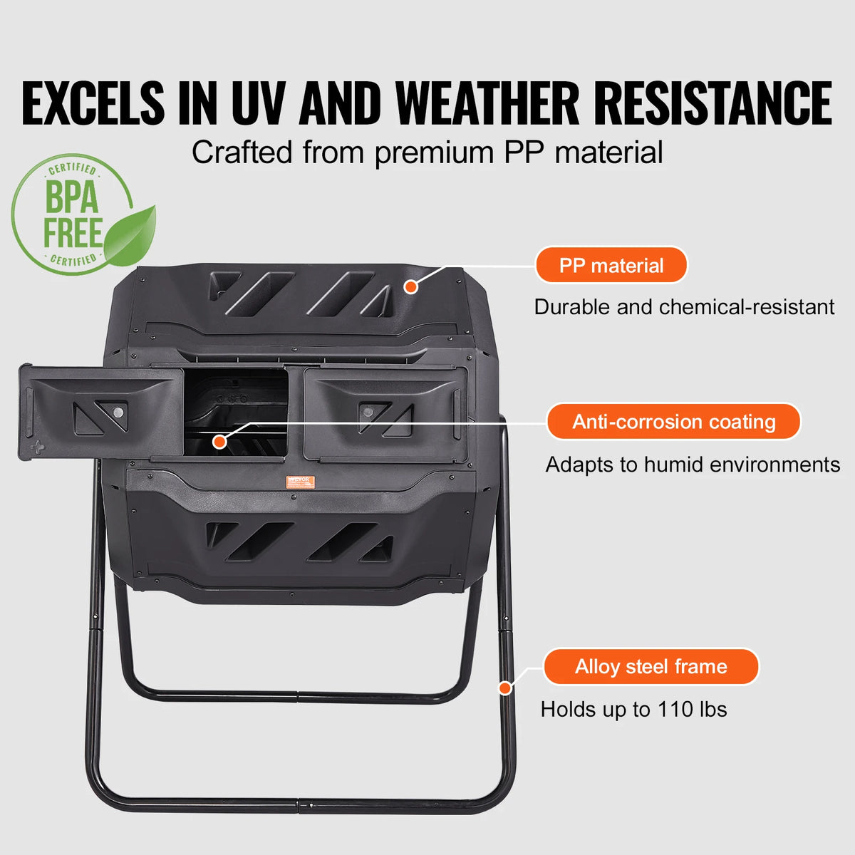 SucceBuy Dual Chamber Tumbling Composter For Garden Kitchen Yard Outdoor