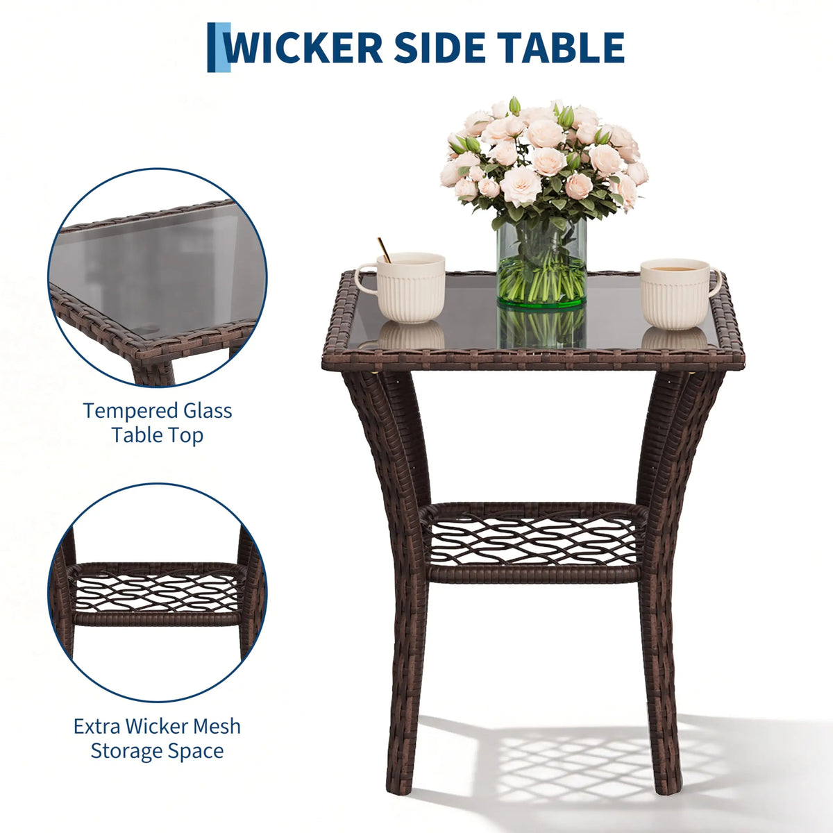 HiMISS Outdoor Wicker Conversation Set With Swivel Rocker Chairs