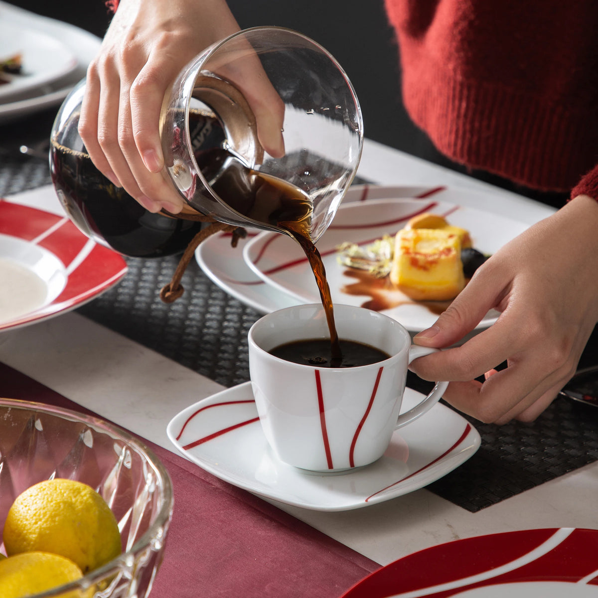 MALACASA Felisa Porcelain Dinnerware Set With Cups And Saucers